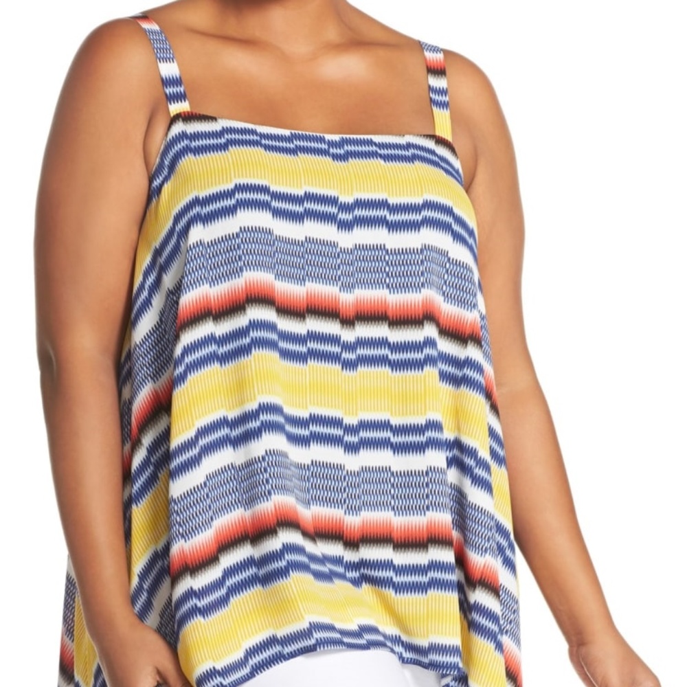 NWT Vince Camuto Stripe Shark Bite Tank Top Blouse - Picture 2 of 8